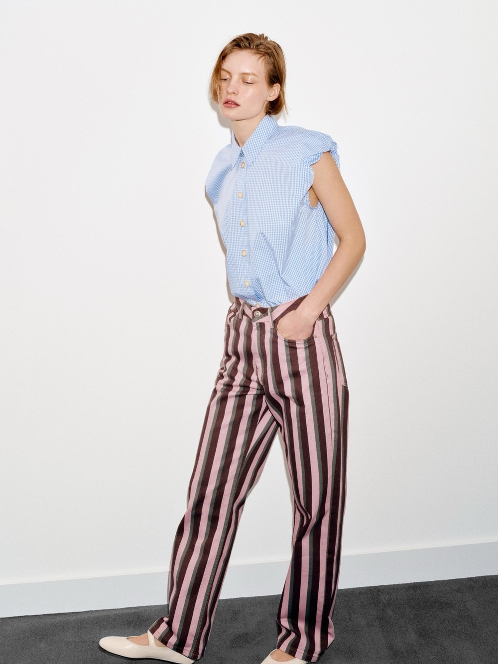 Z1975 MID-RISE STRIPED STRAIGHT LEG JEANS - striped | ZARA